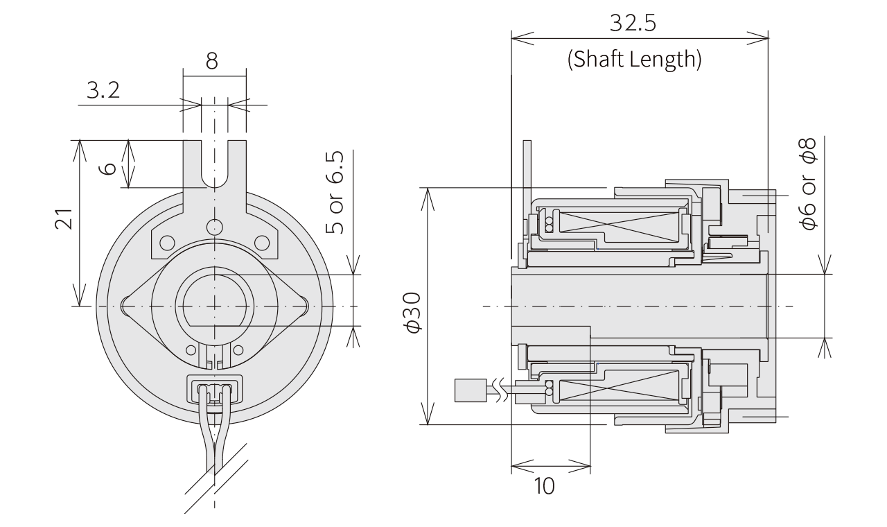 Structure & external form dimensions  Magnetic Clutch MCA-30A