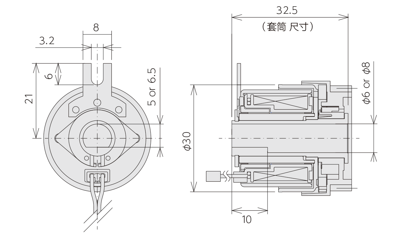 構造＆外形寸法　Magnetic Clutch MCA-30A