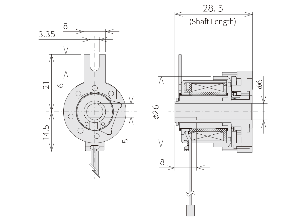 Structure & external form dimensions  Magnetic Clutch MCA-26G